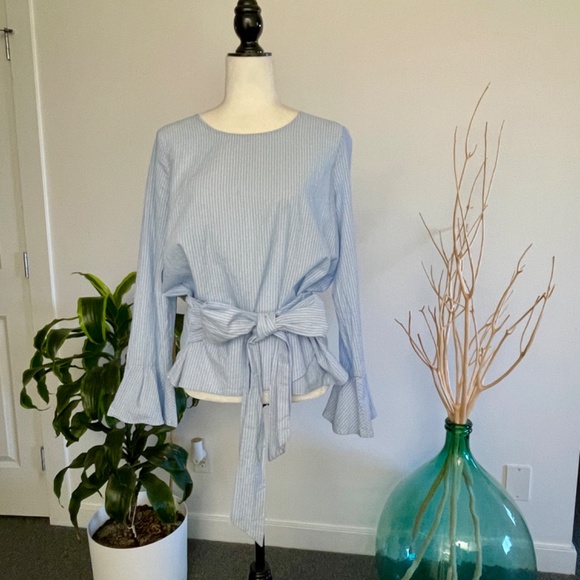 *SOLD* Pleione Romantic Striped Blouse - Blue - M - Picture 2 of 8